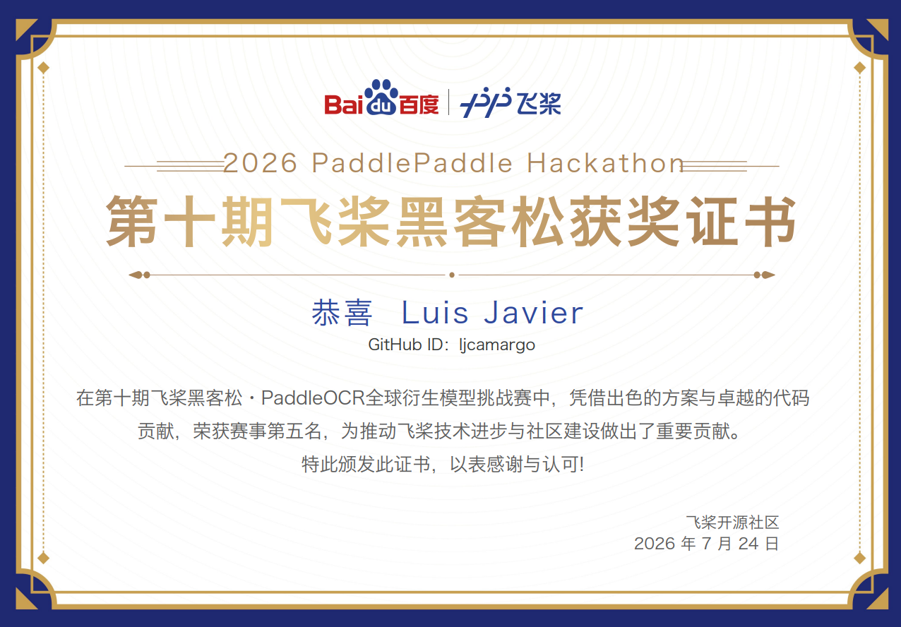 Tachiwin obtiene el 5.º lugar en el PaddleOCR Global Derivative Model Challenge